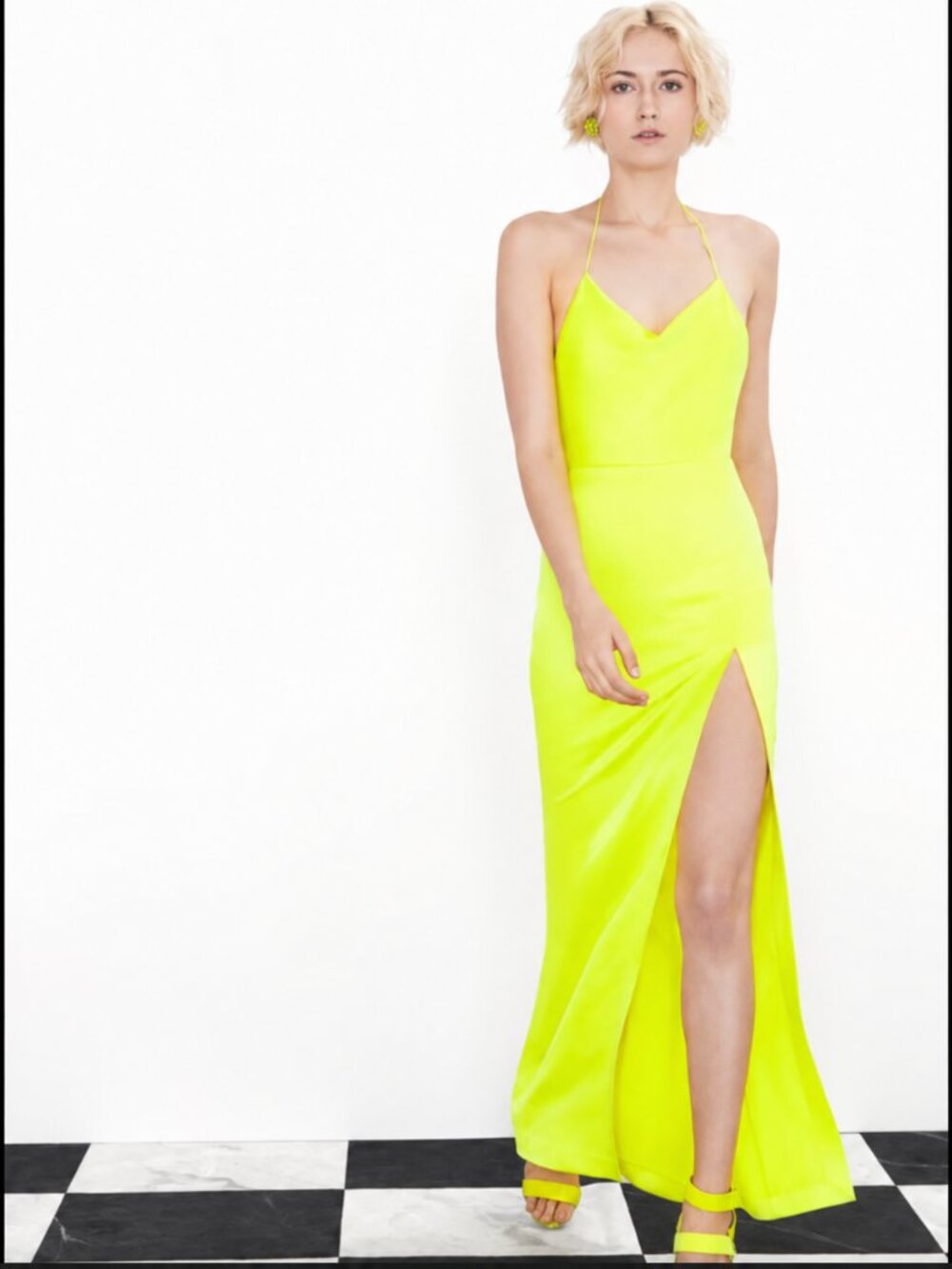 Alice + Olivia Vibrant Neon Yellow Dress sz 6